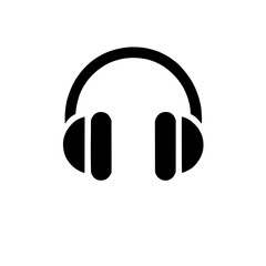 Poster - Headphones Icon: A simple, bold black icon of classic over-ear headphones, perfect for representing audio, music, podcasting, or listening. 