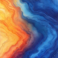 Wall Mural - A painting of a wave with a yellow and orange line on the left