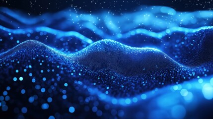 Wall Mural - A blue wave with a lot of dots in it