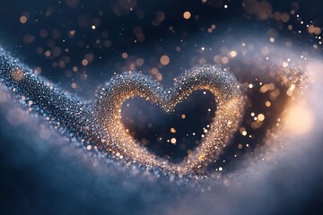 Poster - this artwork features radiant heart-shaped light rays meeting at the center, surrounded by soft glow