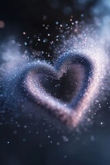 Poster - This captivating design features 3D heart-shaped light rays converging at the center on a dark-to-light gradient