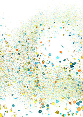 Poster - A festive background image featuring colorful confetti and ribbons falling on a white background, perfect for celebrations, parties, and events.