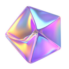 Aufkleber - Holographic Geometric Prism: An iridescent, otherworldly prism, captured in a 3D rendering, shimmers with a vibrant spectrum of colors, creating an abstract and captivating visual experience.