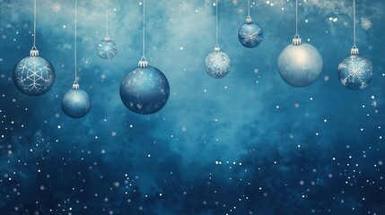 Wall Mural - a blue background with a bunch of christmas ornaments hanging from the ceiling