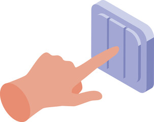Poster - Hand interacting with a light switch, symbolizing energy control and efficient resource management