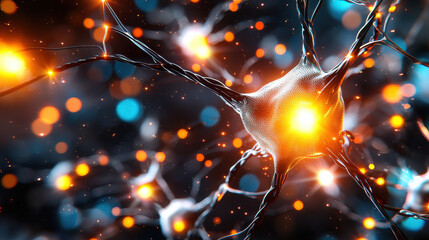 Aufkleber - digital brain network illuminated by electric currents, showcasing vibrant neurons and glowing synapses, representing advanced technology and connectivity