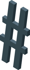 Poster - 3d isometric hashtag symbol representing social media trends and online communication