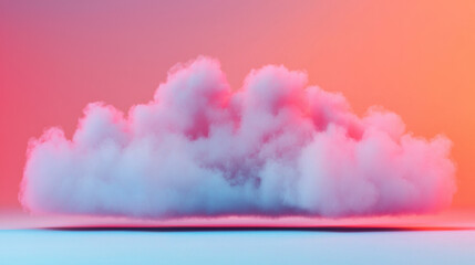 Poster - futuristic holographic projection of colorful cloud platform, showcasing vibrant pink and blue hues against soft gradient background. scene evokes sense of wonder and creativity