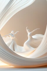Poster - Abstract representations of women in flowing poses exude grace and confidence, surrounded by soft glowing highlights on a neutral backdrop, creating a modern and empowering atmosphere