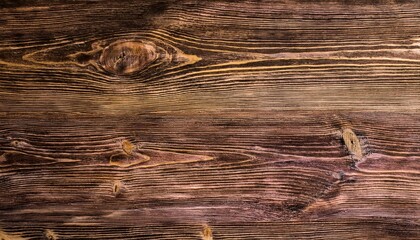 Poster - close-up of natural wood grain texture with dark brown tones and weathered patterns, ideal for background or rustic designs