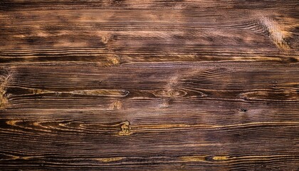 Poster - close-up of natural wood grain texture with dark brown tones and weathered patterns, ideal for background or rustic designs