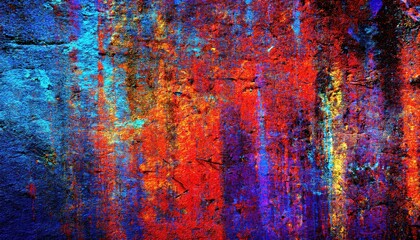 Aufkleber - vibrant textured abstract with bold red, blue, and yellow color interplay on rough wall surface for art, design, or background