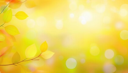 Aufkleber - gentle autumn foliage background with golden bokeh, soft yellow leaves and warm glowing gradient, perfect for seasonal design projects


