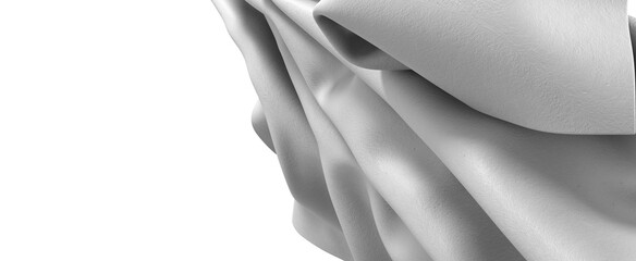 Poster - An abstract image of a white fabric with a flowing and swirling texture. The fabric is smooth, glossy, and drapes elegantly. The image is clean and minimalist.