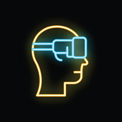 Poster - Neon sign representing a person using a virtual reality headset