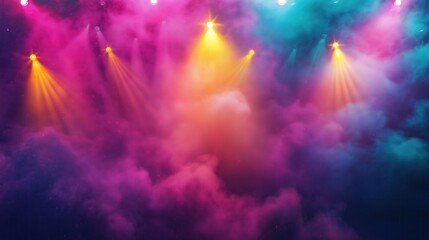 Wall Mural - A colorful light show with a purple cloud in the background