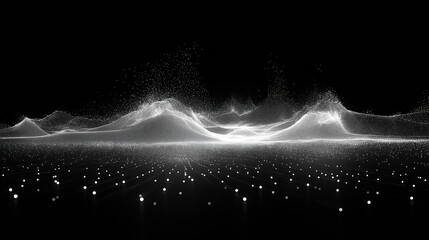 Wall Mural - a black and white image of a wave with a lot of white dots