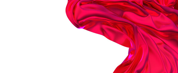 Poster - The flow of vibrant crimson silk