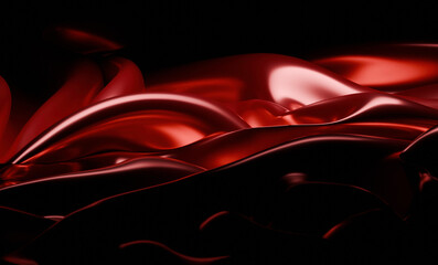 Poster - Fluid Red Metallic Texture with Light Reflections