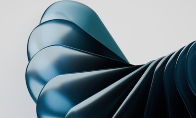 Poster - Abstract Spiral Design with Metallic Blue Gradient on White Background
