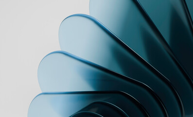 Poster - 3D Render of Metallic Ribbon-Like Curves in Dynamic Formation