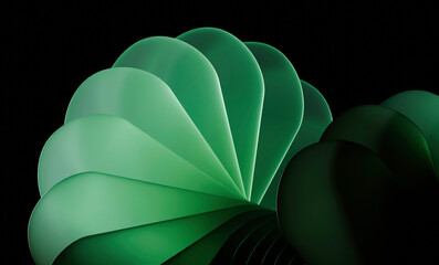 Poster - Minimalist Green 3D Design Featuring Smooth Geometric Flow