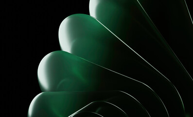 Poster - Elegant Abstract Green Petal-Like Structure in Modern Style