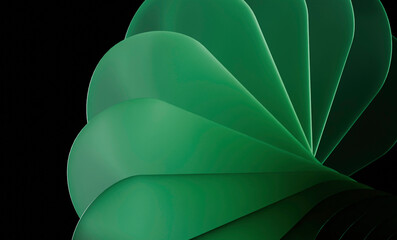 Poster - Abstract Green Spiral with Layered Curves and Dark Background