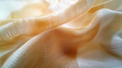 Wall Mural - Soft, flowing fabric in warm tones, showcasing intricate textures and light play, ideal for fashion