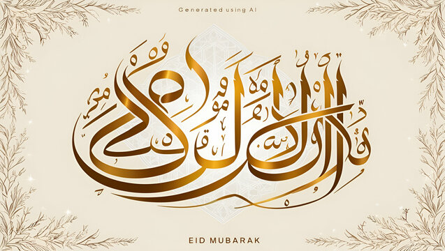 Eid Mubarak calligraphy Ai Generative
