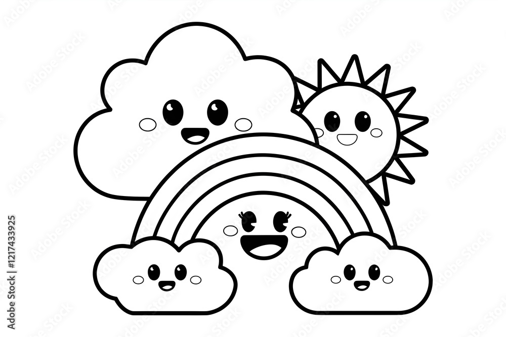 hand drawn vector illustration of cloud coloring page for kids Stock ...