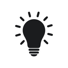 Fototapete - light bulb icon. Simple black icon, light bulb silhouette, illumination symbol, idea representation, creative concept, minimalist design, stark contrast, white background
