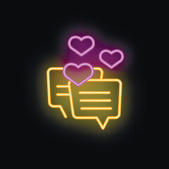 Poster - Neon love chat is representing online dating and romance