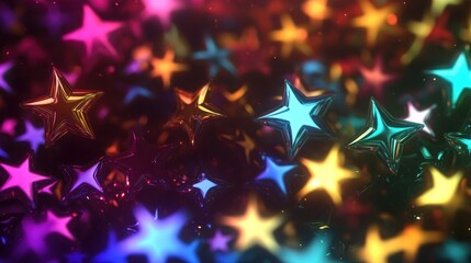 Colorful, shiny stars bokeh background.