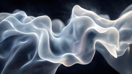 Aufkleber - Abstract white wavy mesh flowing on dark background
