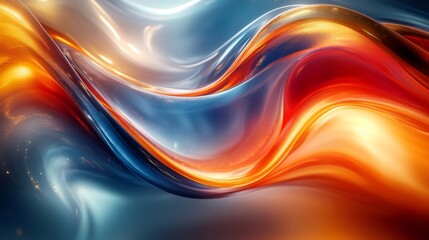 Aufkleber - Abstract red and blue waves flowing and mixing together