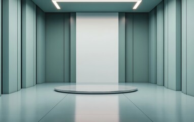 Poster - Modern minimalist interior with clean lines and elegant lighting for artistic display.