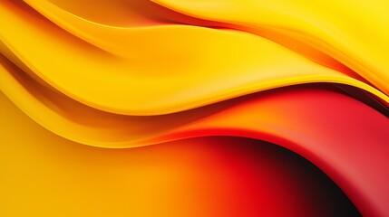 Poster - Smooth, undulating waves of yellow and red create a vibrant and dynamic abstract composition, flowing seamlessly together in a visually captivating display