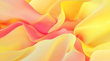 Poster - Smooth yellow and pink waves intertwining create a mesmerizing abstract background, perfect for adding a touch of elegance and modernity to any project