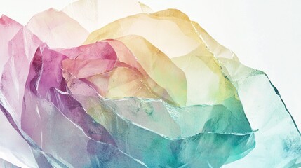 Poster - Pastel-colored abstract background resembling delicate translucent petals or waves, creating a soft, dreamy, and ethereal atmosphere with a sense of gentle movement