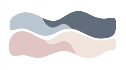 Poster - Smooth, undulating shapes in soft pastel colors create a calming and elegant abstract background, ideal for design projects seeking a touch of modern simplicity