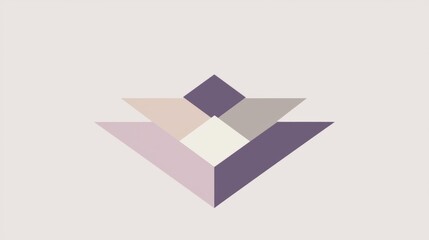 Poster - Geometric pattern forming a stylized flower using overlapping triangles and diamonds creating a symmetrical and visually appealing design with a soft pastel color palette