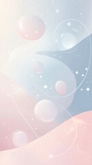 Poster - This abstract background features a pastel color palette with floating bubbles and swirling lines, creating a dreamy and ethereal atmosphere, perfect for various design projects