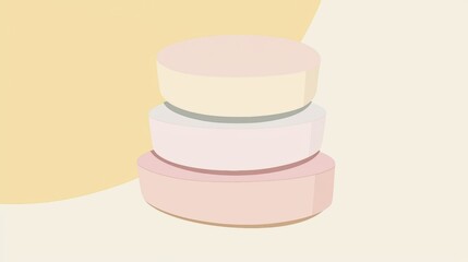 Poster - Three round pastel-colored platforms are stacked, creating a minimalist podium against a soft, two-toned background, ideal for showcasing products or concepts