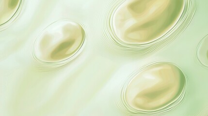 Poster - Smooth, reflective green and gold spheres create concentric circles on a smooth surface, forming a visually appealing abstract pattern with a sense of depth and movement