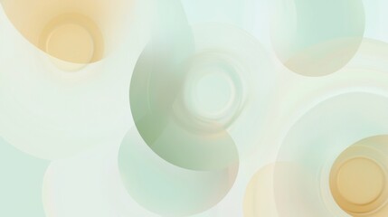 Poster - Soft green and beige gradient concentric circles overlapping to create an abstract, modern background design, evoking a sense of calm and serenity with their gentle, flowing shapes