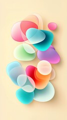 Poster - Colorful abstract shapes are overlapping, creating a vibrant and dynamic composition on a beige background, perfect for design projects that need a touch of modern art
