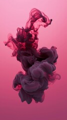 Poster - Purple ink cloud dissolving in pink water, creating mesmerizing abstract shapes and vibrant patterns, offers a stunning artistic representation of color mixing in fluid dynamics