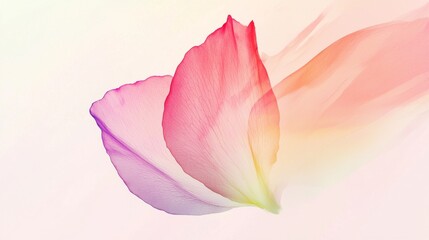 Poster - Two translucent petals overlap, displaying a gradient of vibrant colors, from soft pink and purple to warm yellow and orange hues, creating a delicate and ethereal atmosphere