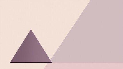 Poster - Purple pyramid balancing on a thin black line over a minimalist pastel geometric composition with a pink, beige and violet color palette creates a subtle and elegant abstract background